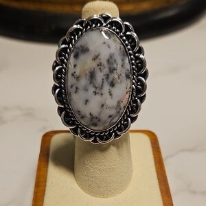 Dendritic Opal Gemstone And German Silver Ring  Sz6 Nwt